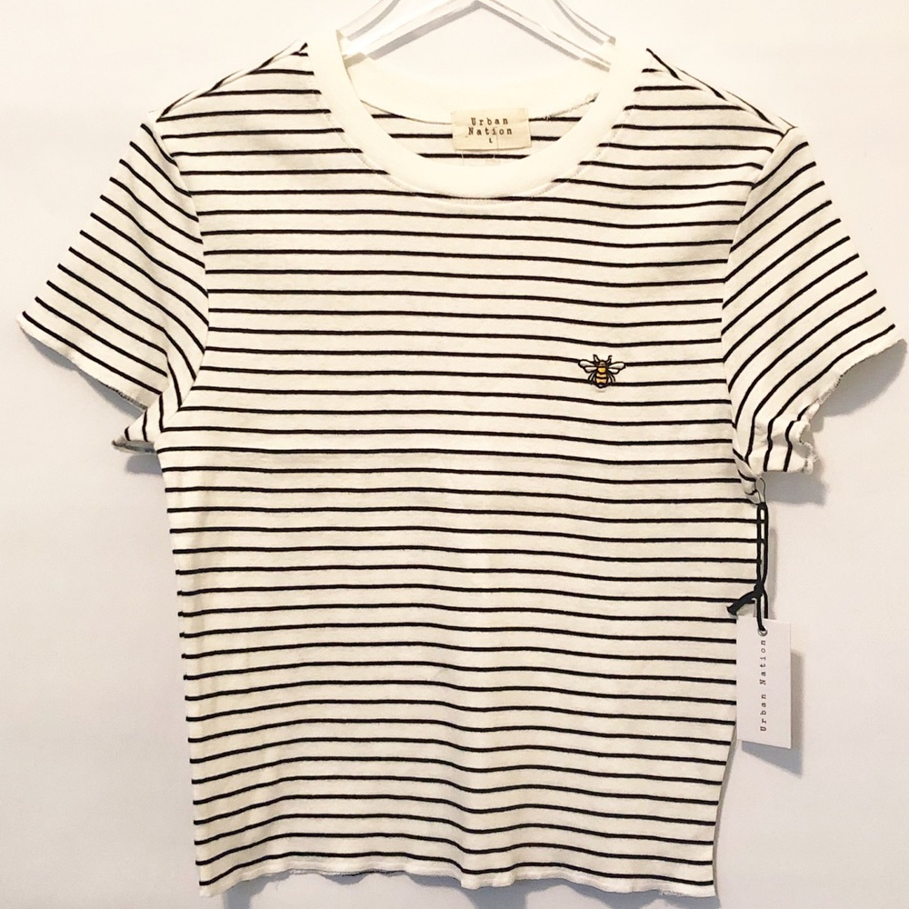 Bee 🐝 Striped Cotton  Crop Top